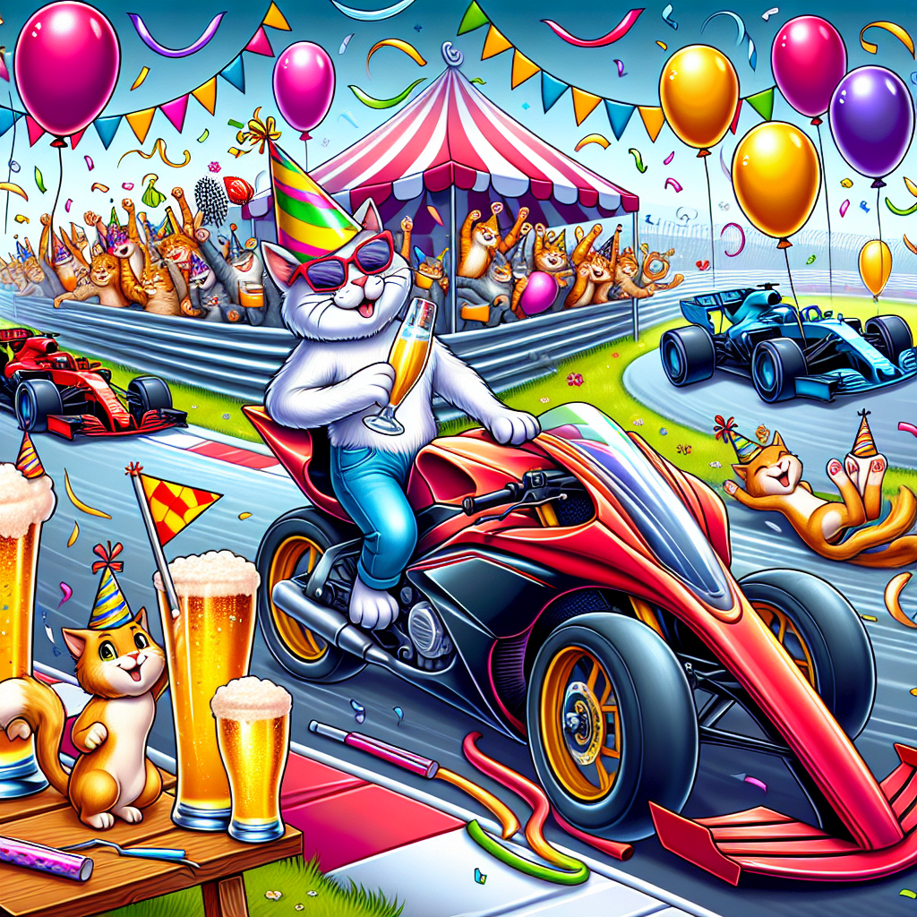 F1, Cats, Beer, Motorcycle, and Fast cars Birthday Card