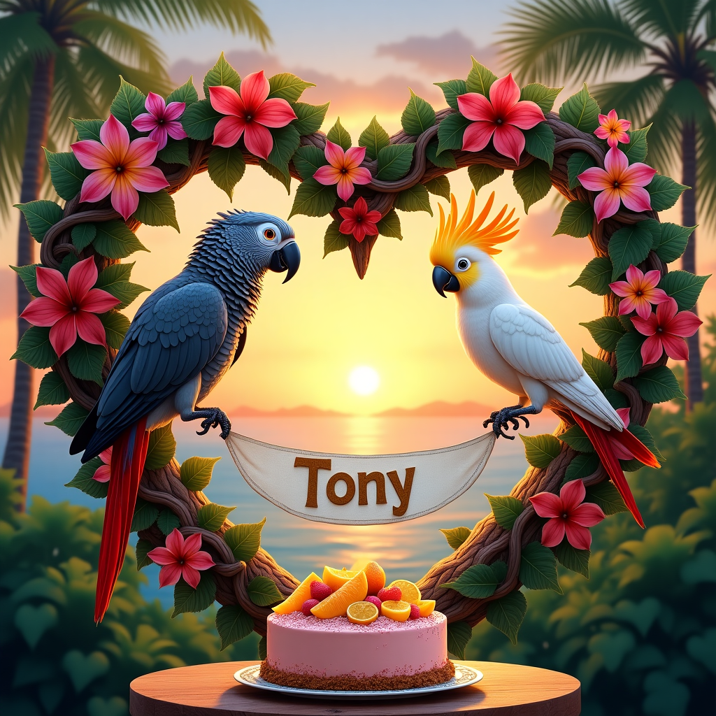 Citron cressted cockatoo, and African grey Valentines-day Card