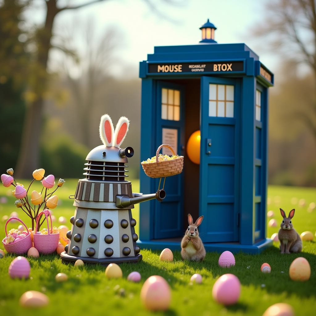 Tardis with Dalek at Easter time Easter Card