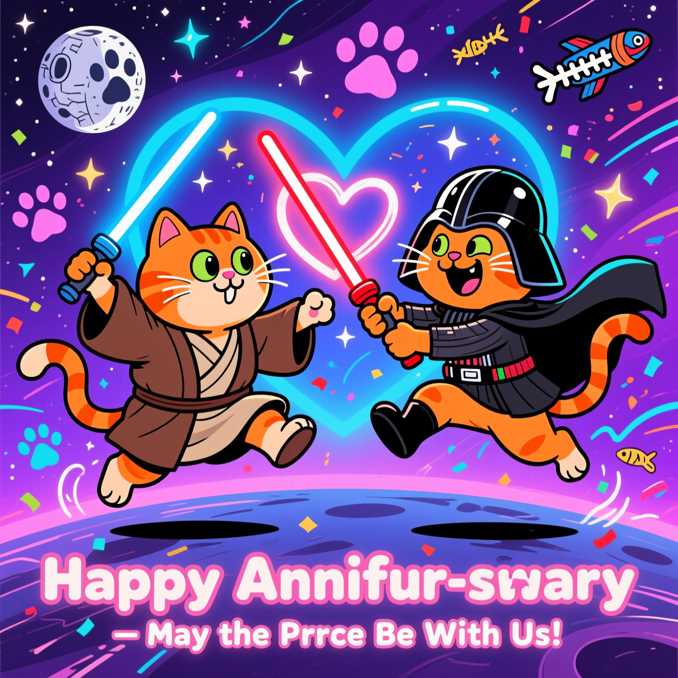 Star wars, Orange cats, and Anniversary Card