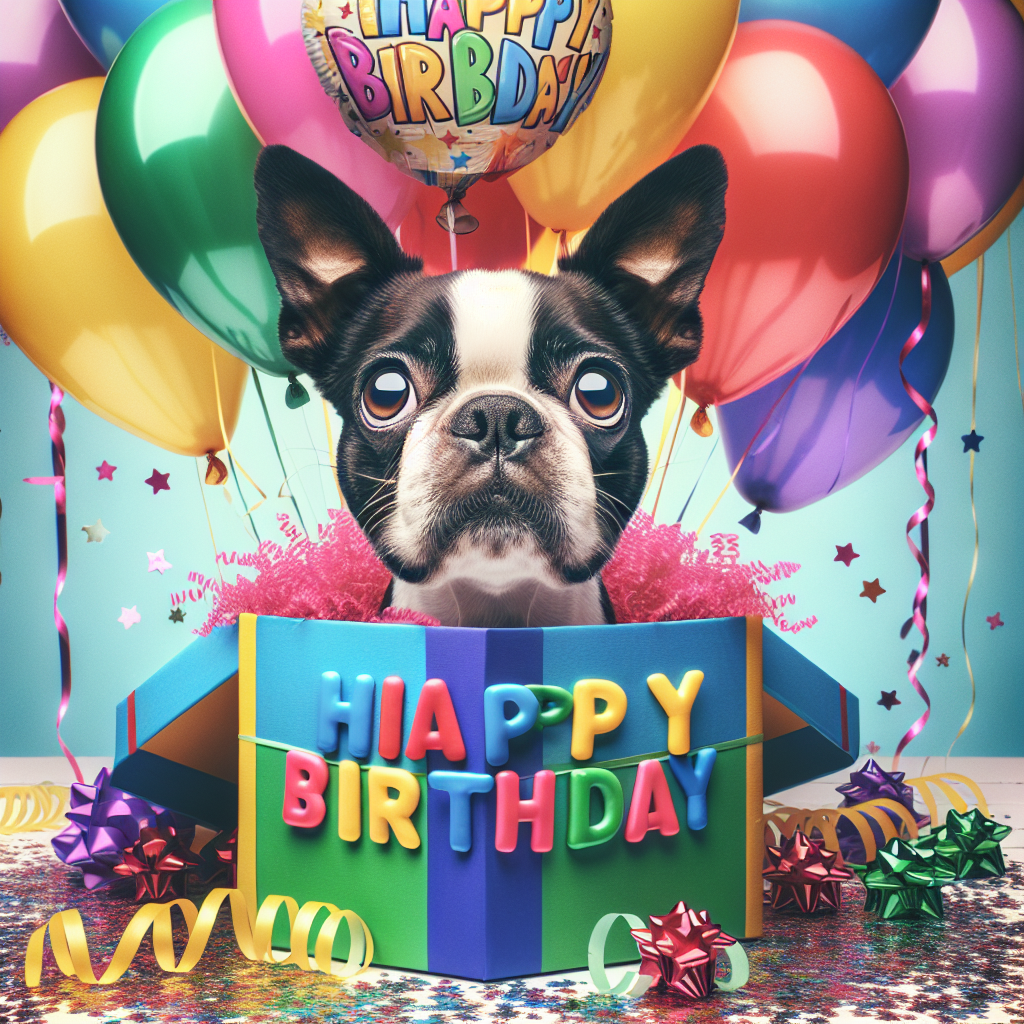 Boston Terrier Birthday Card