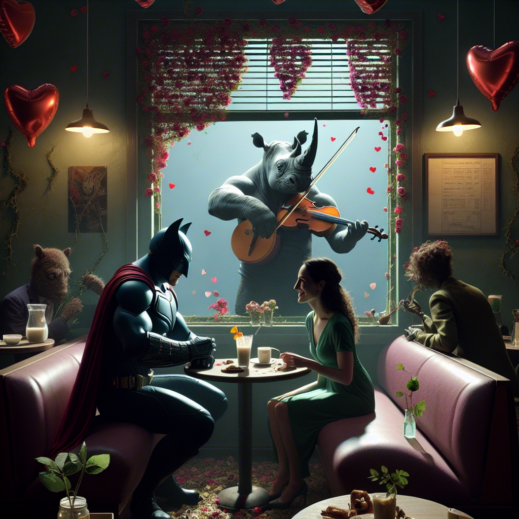 Batman, Poison ivy, and Rhinoceros Valentines-day Card