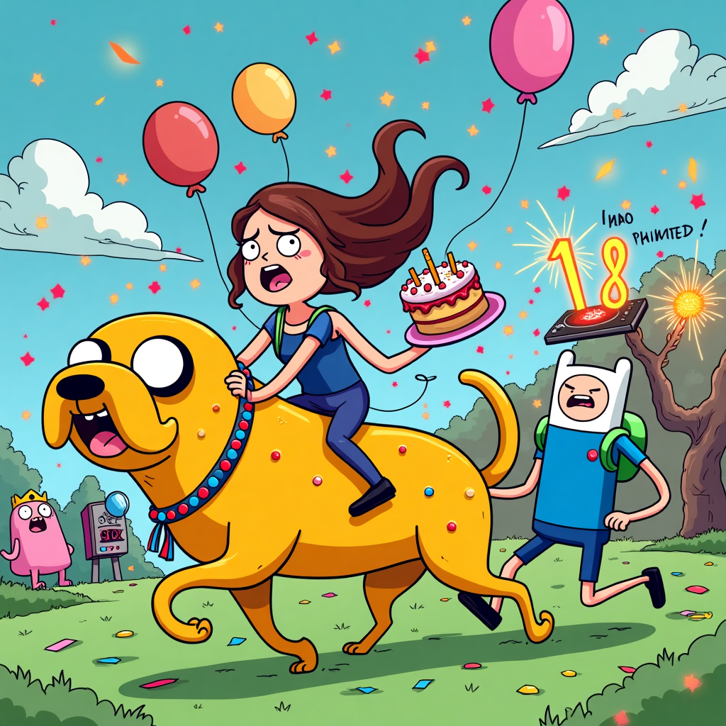 Adventure time themed, 18 year old, and Happy birthday Birthday Card