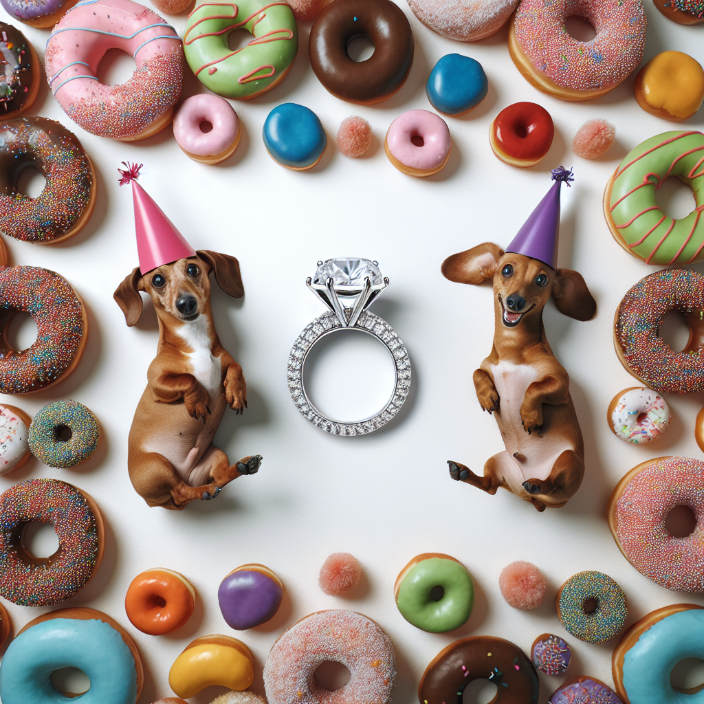 Engagement ring, sausage dogs, donuts Birthday Card