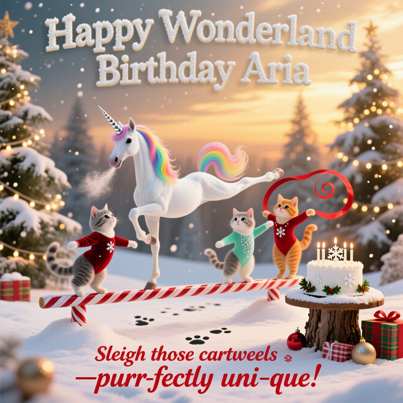 Unicorns, Gymnastics , Cristmas bithday, Cats, and Birthday Card