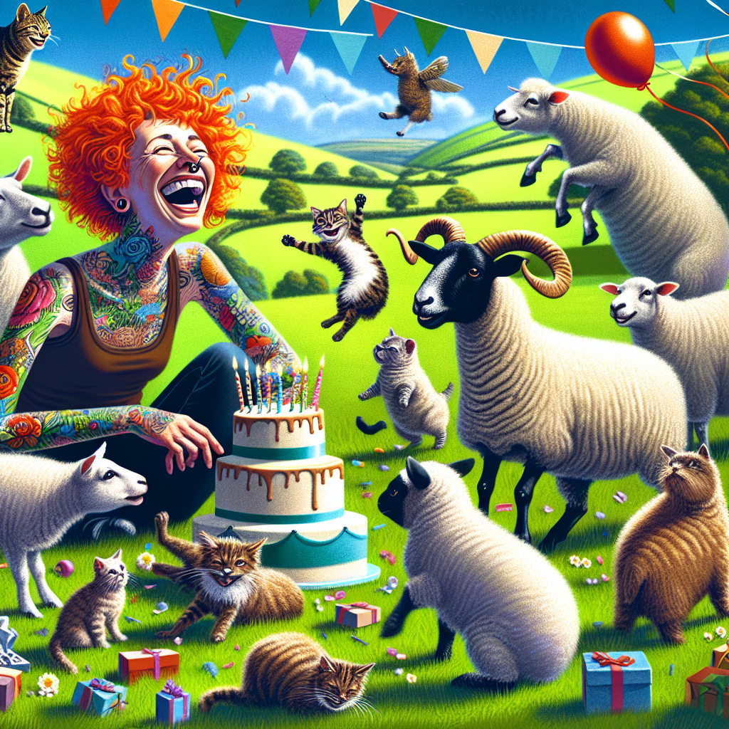 Ginger hair, Tattooed lady, Cats, Herdwick sheep, and Cows Birthday Card