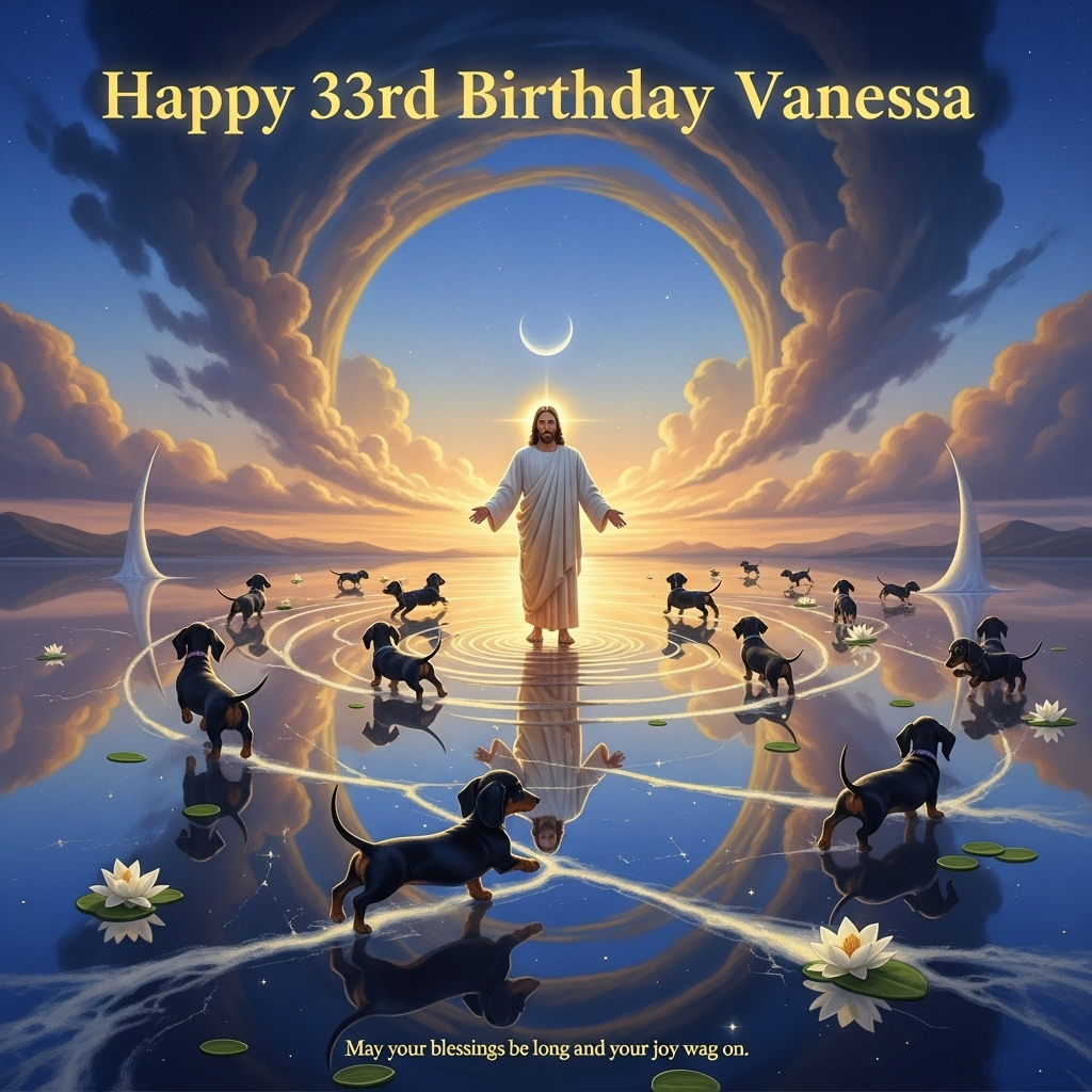 Jesus, All Black Daschund puppies, and Birthday Card