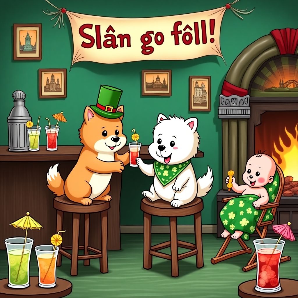 Tan Pomeranian , White Japanese spitz , New baby, Cocktails , Irish , and Farewell Card