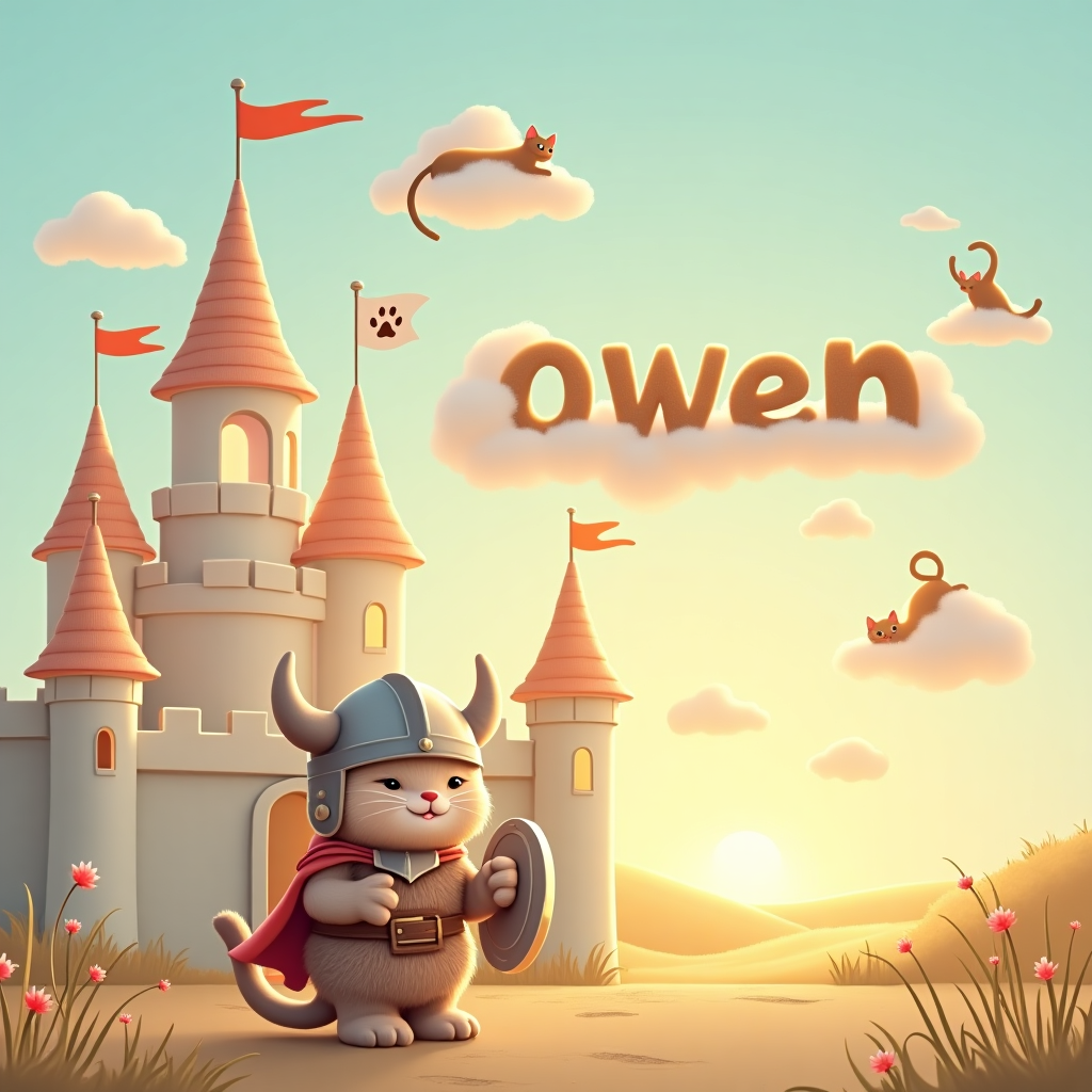 Castle, Sunrise, Cats, and Viking New-baby Card