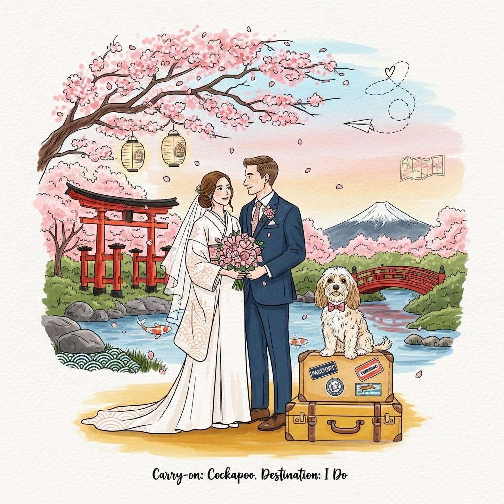 Travel, japan, cockapoo dog, and Wedding Card