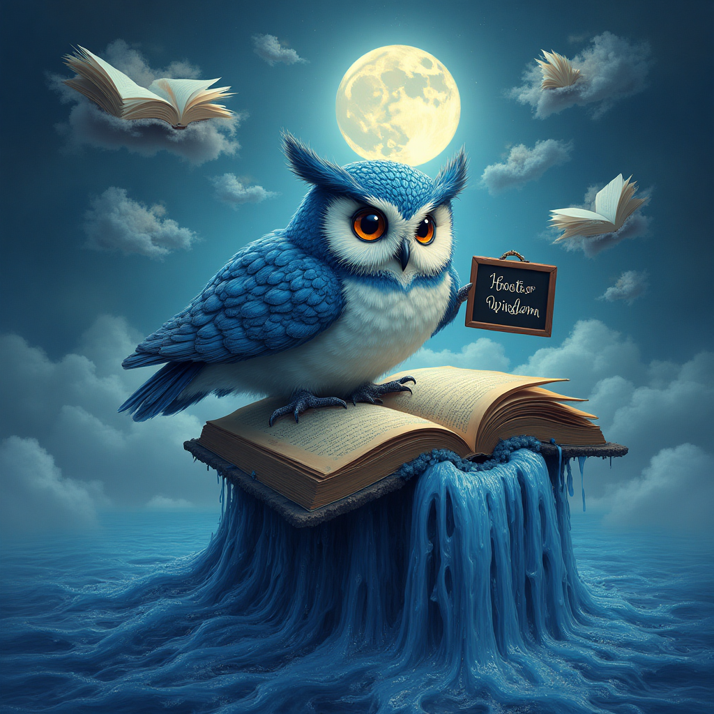 Owls , Book, Blue, and Thank-you Card