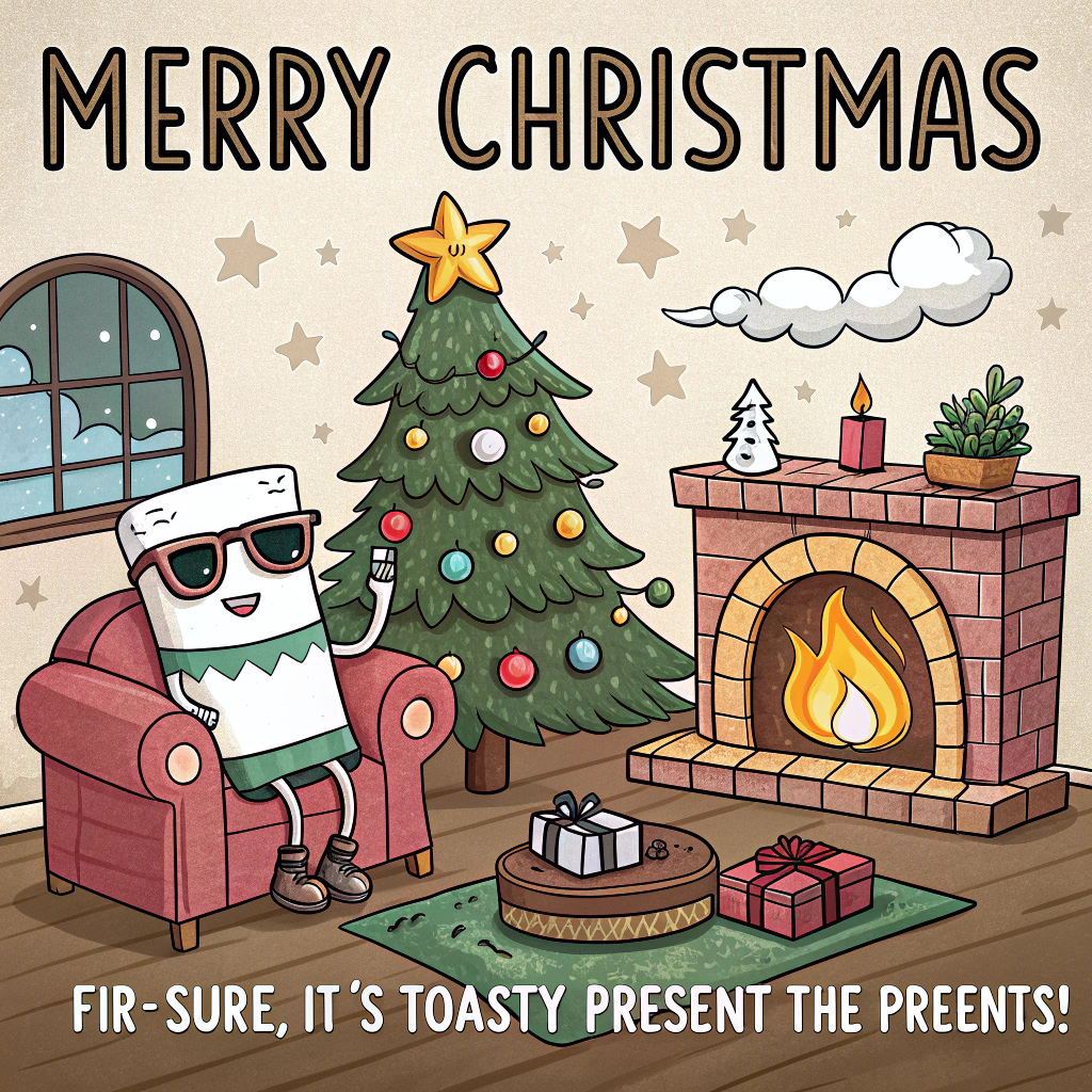 Christmas trees, Presents , Fireplace, and Christmas Card