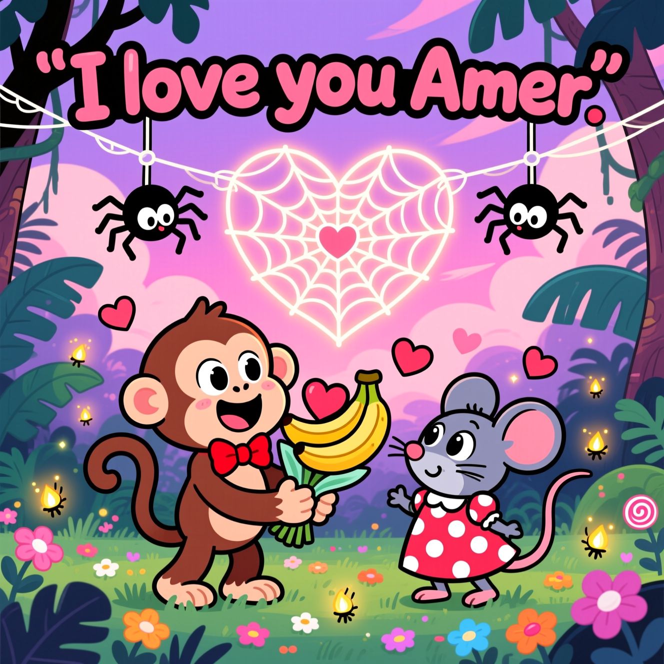 Romance, Love, Monkey, Spiders, Mouses, and Valentines-day Card