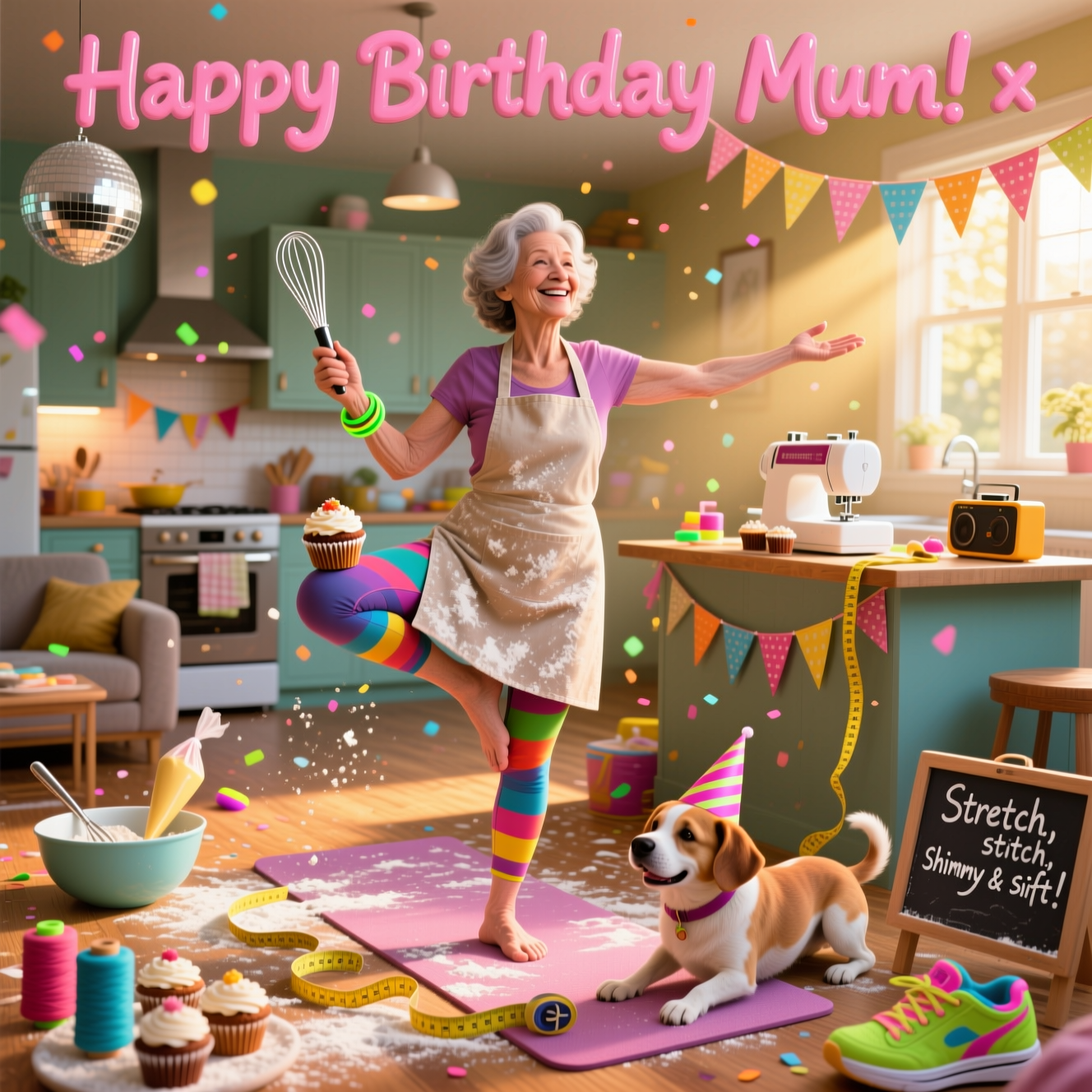 Yoga, Zumba, sewing, baking, and Birthday Card