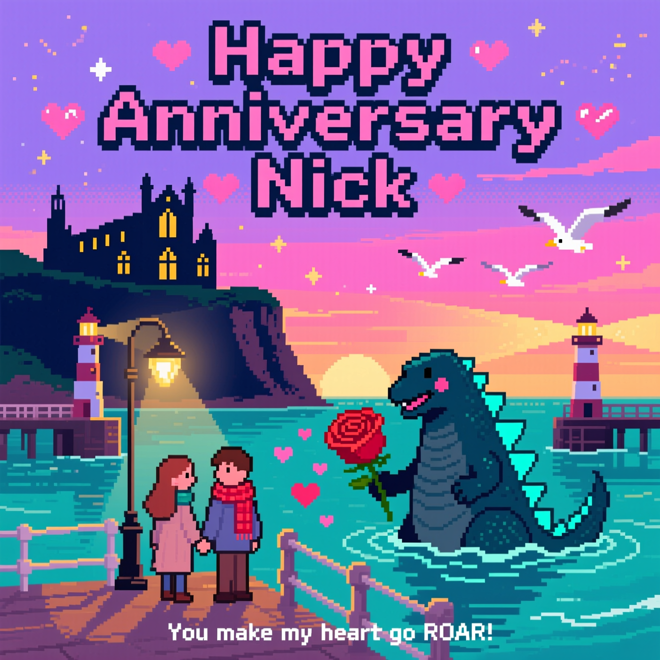 Whitby, Godzilla, and Anniversary Card