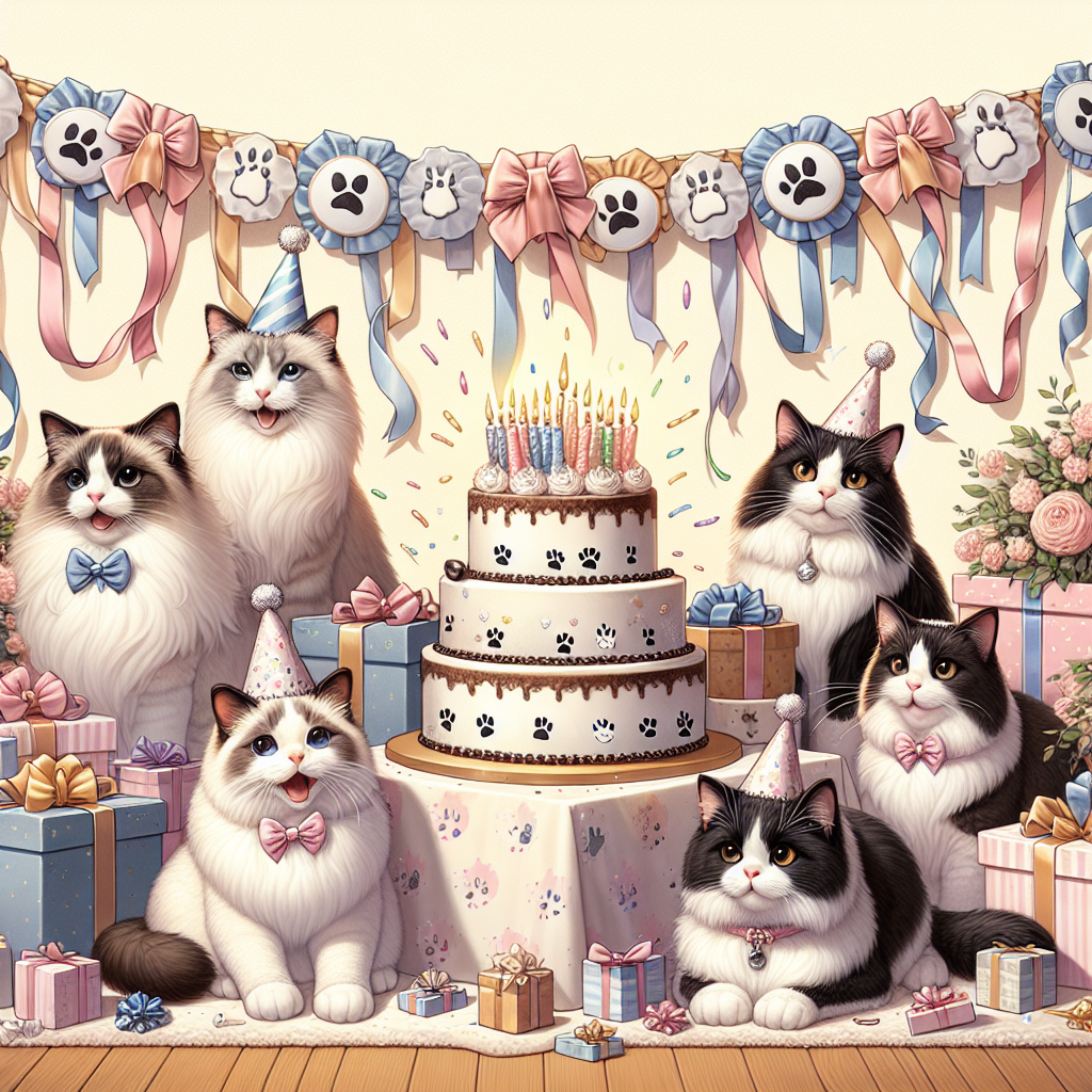 Ragdoll cats, and Black and white cats Birthday Card