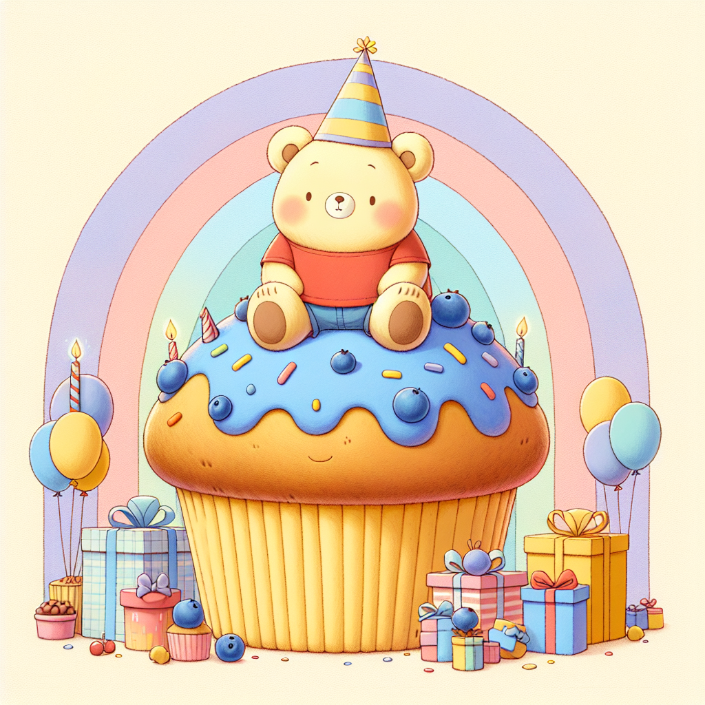 Winnie the Pooh , Colour , Rainbow , Pastels, and Blueberry muffins Birthday Card