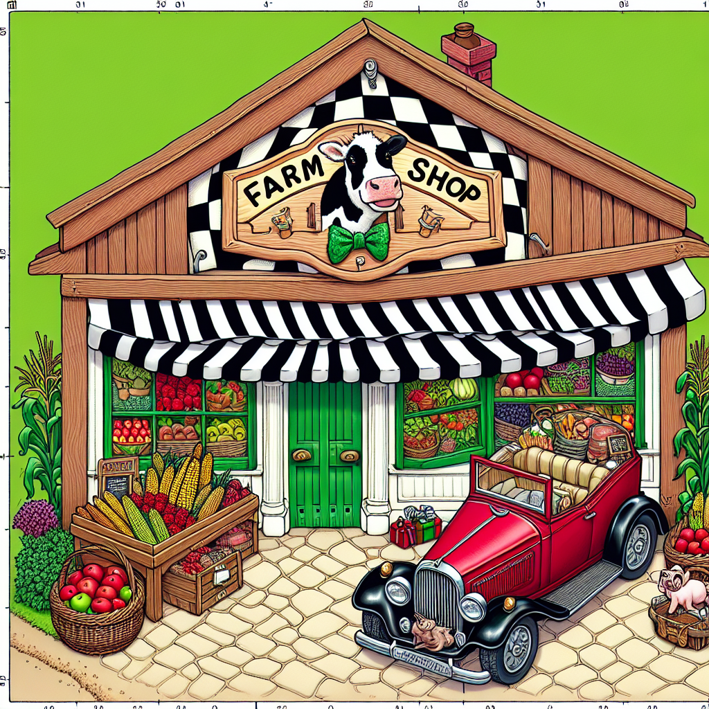 Imagine an illustration where a charming wooden farm shop sits at the heart of the picture. This shop features a oscillating signboard that displays the drawing of a cow and is inscribed with 'Farm Shop'. The facade of the shop is beautified with green window shutters and a showcase of fresh farm produce that includes apples, corn, and baskets filled with strawberries. A pathway guides the way to the shop. To its side, a crimson car is parked with a duo of ebony racing stripes. The doors of the car are autonomously open, revealing an interior delineated with a checkered pattern of black and white. The trunk of the car is ajar, crammed to the brim with presents and a three-layered birthday cake. From this cake, a chubby pig sporting a bow tie is covertly nibbling. Overhead, a series of pennant flags undulate in the wind, each flag portraying a distinctive farm animal.
Generated with these themes: Farm shop, and Red car.
Made with ❤️ by AI.