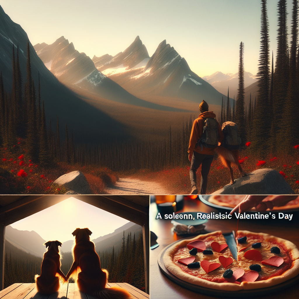 Mountains and forests, trail running, climbing, duck-tolling retriever, pizza Valentines-day Card