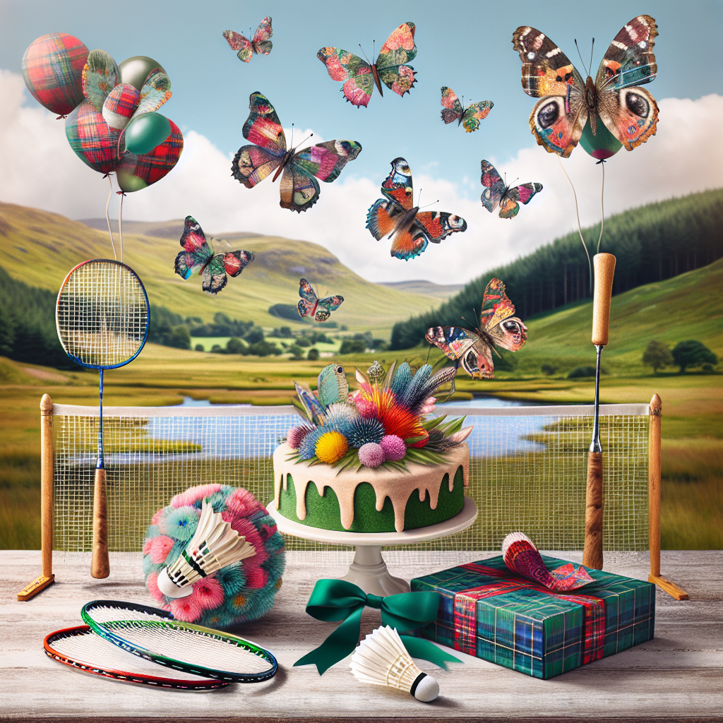 Scotland, butterflies, badminton Birthday Card