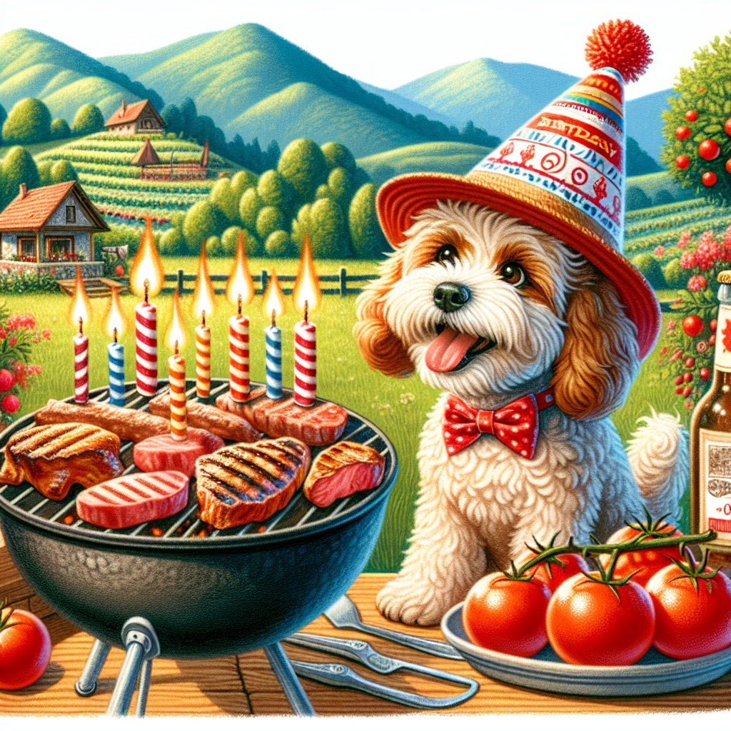 BBQ, Meat, Tomatoes, Romania, and Cockapoo Birthday Card