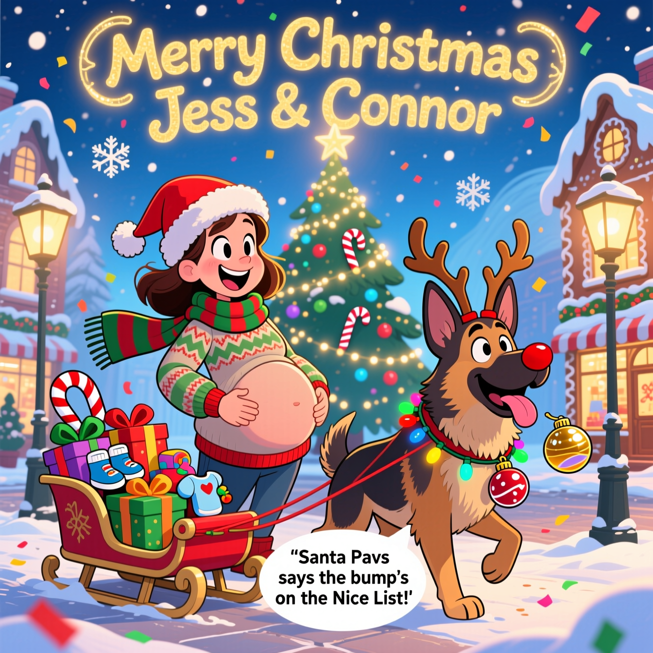 Germany shepherd, Pregnant women, and Christmas Card