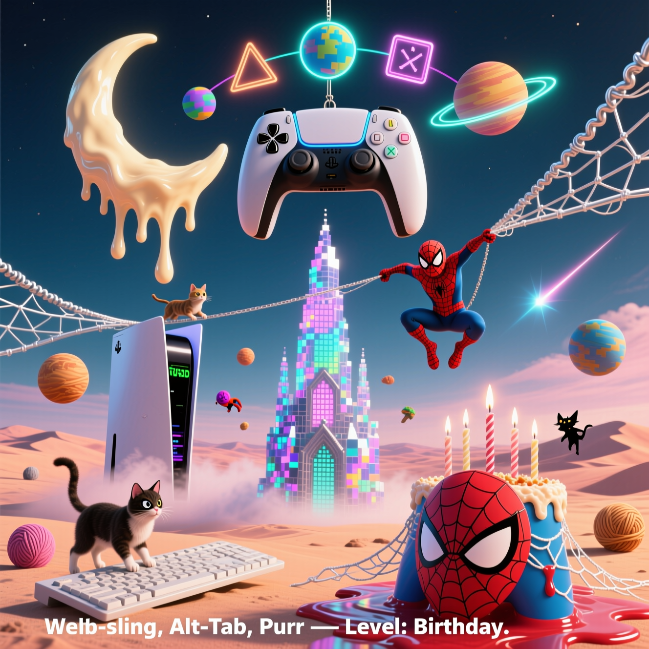 Ps5 spiderman , Cats, Play on pc , and Birthday Card