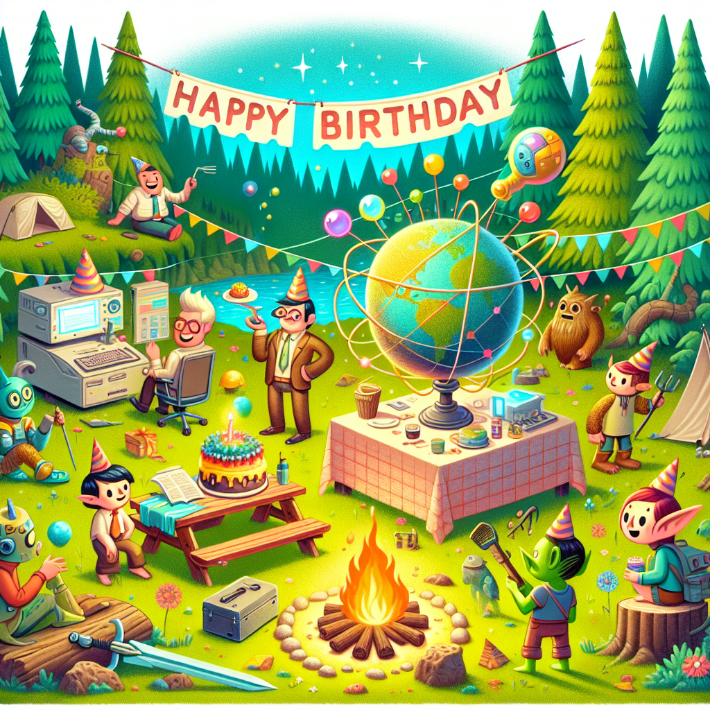 The office , Star Wars , Lord of the rings , Adventure , and Camping Birthday Card