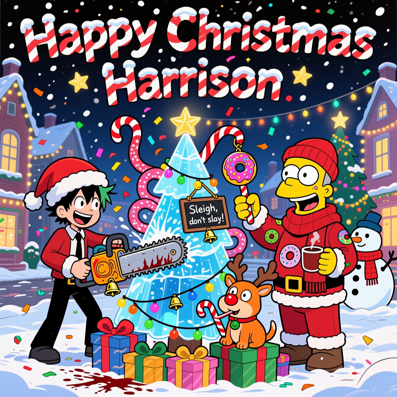 Chainsaw man , Simpsons, Assassination classroom , and Christmas Card