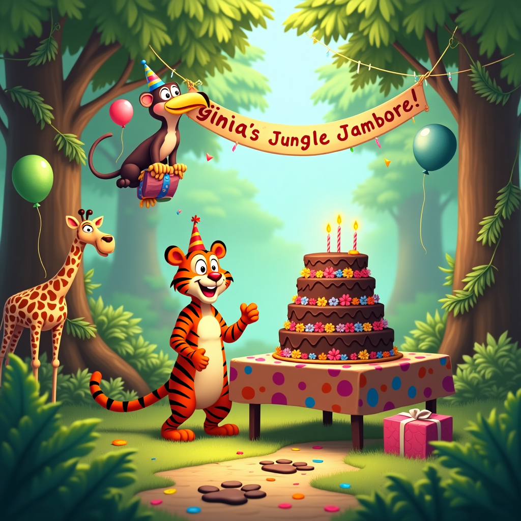 Cartoon tiger Birthday Card