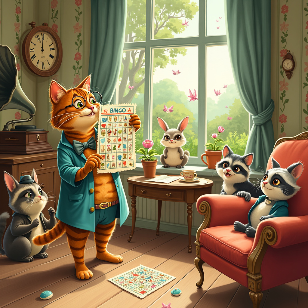 Cat, and Bingo Farewell Card