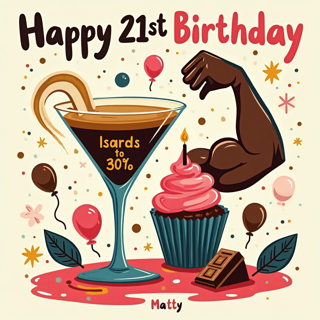 Body building , Expreso Martin , Yorkie chocolate , and Birthday Card