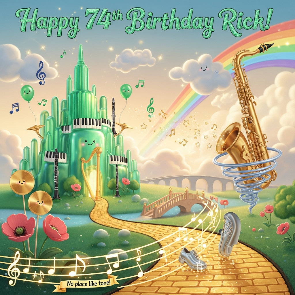 Wizard of Oz, Enerald City, music, and Birthday Card