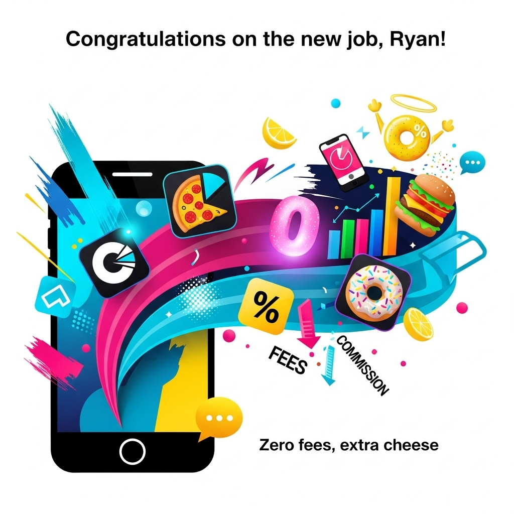 Mobile apps, commission rates, food, and Congratulations Card