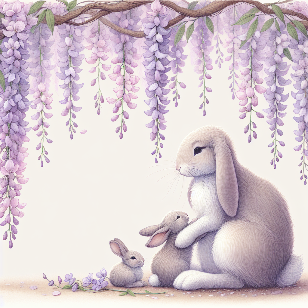 Create a whimsical illustration for Mother's Day that shows a tranquil mother rabbit tenderly holding her baby bunnies under a cascading wisteria tree. The tree is adorned with soft purple flowers that hang around them like a curtain, serving as a symbol of maternal affection and safeguarding. The illustration should highlight the gentle look shared between the mother rabbit and her babies, exemplifying the unique bond and affection that is characteristic of this special day.
Generated with these themes: Rabbit, Wisteria , and Love.
Made with ❤️ by AI.