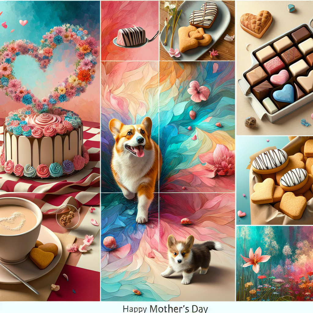 Mothers day, Cake, Swimming, Corgi, Biscuits , Tea, and Chocolate Mothers-day Card