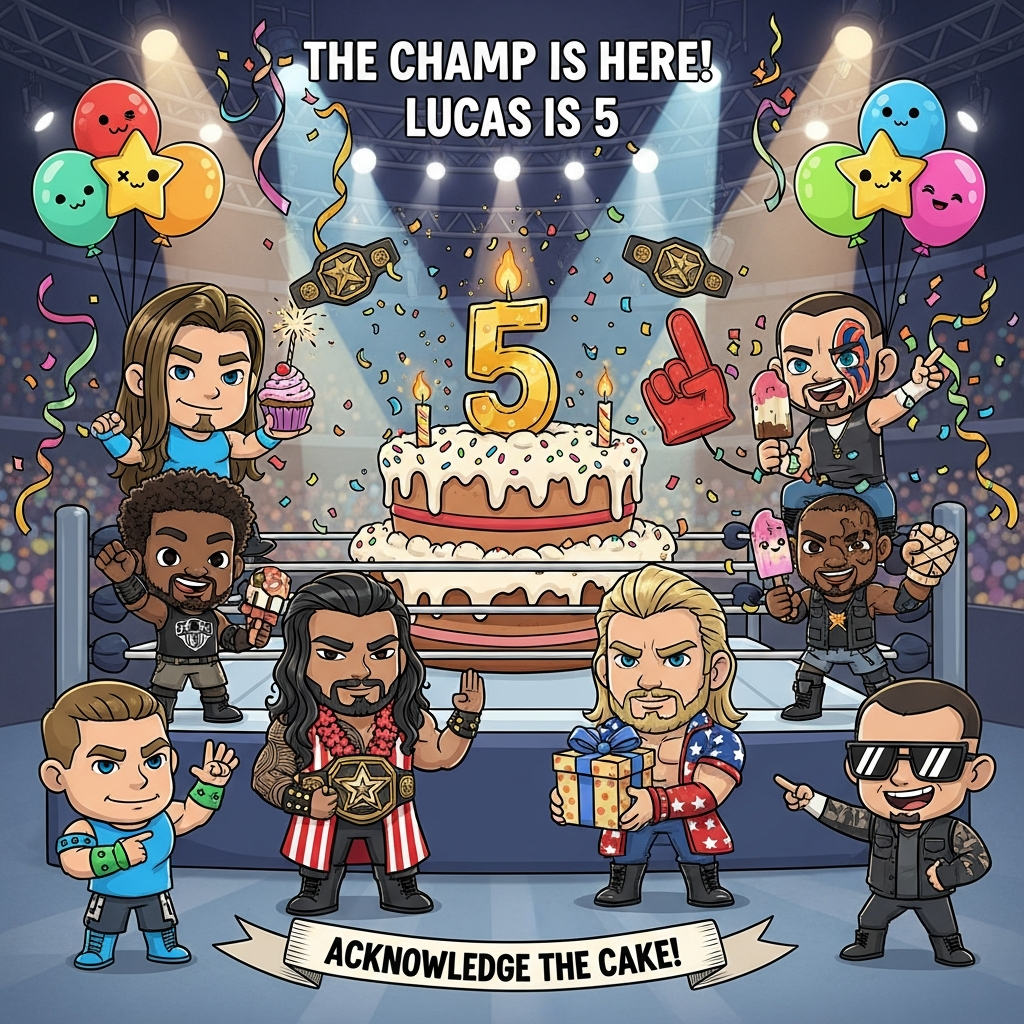 WWE, John Cena, Tribal Chief Roman Reigns, Cody Rhodes, Main Event Jay Uso, CM Punk, LA Knight, and Birthday Card