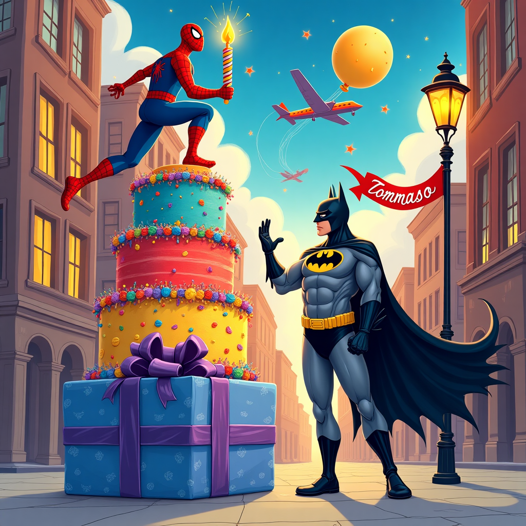 Spiderman, and Batman Birthday Card