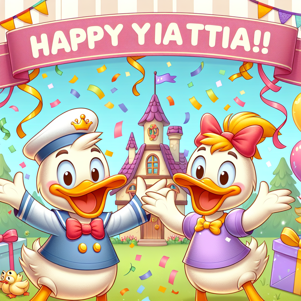 Disney themed, New home banner, Donald duck, and Daisy duck Congratulations Card