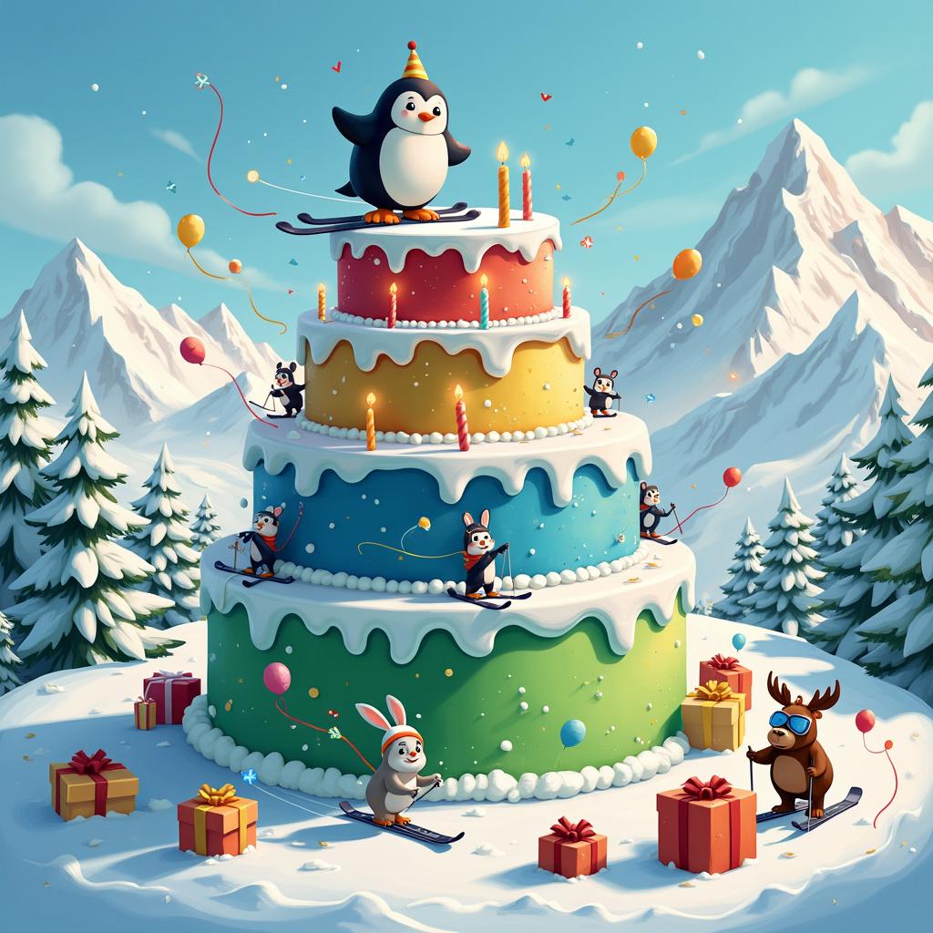 Skiing Birthday Card