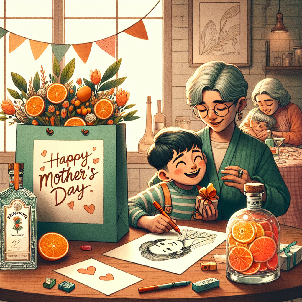 Gin , Shopping , Grandson , and Orange Mothers-day Card