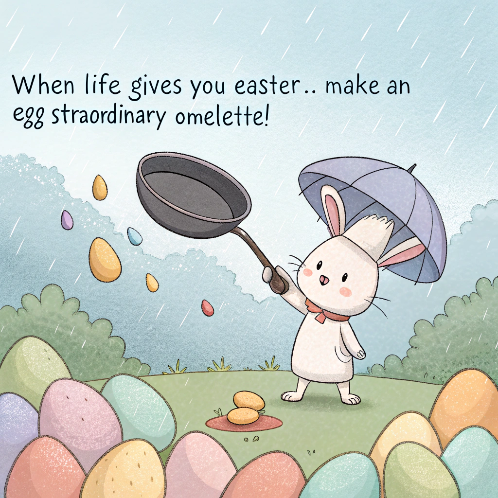 Lght sky blue background. raining hundreds of single color eggs of different pastel shades Easter Card