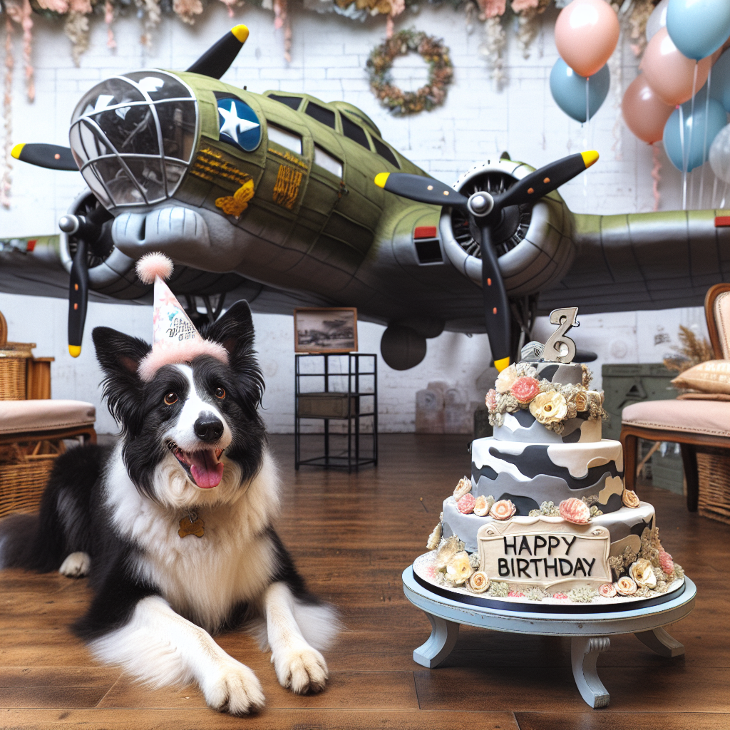Border collie b-17 flying fortress Birthday Card