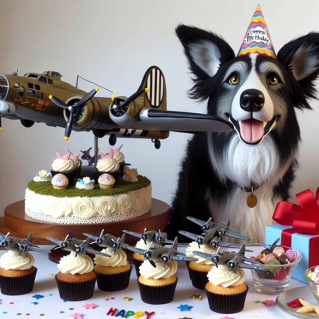 Border collie b-17 flying fortress Birthday Card
