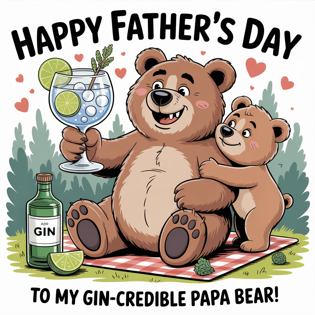 Gin, Bears, and Fathers-day Card