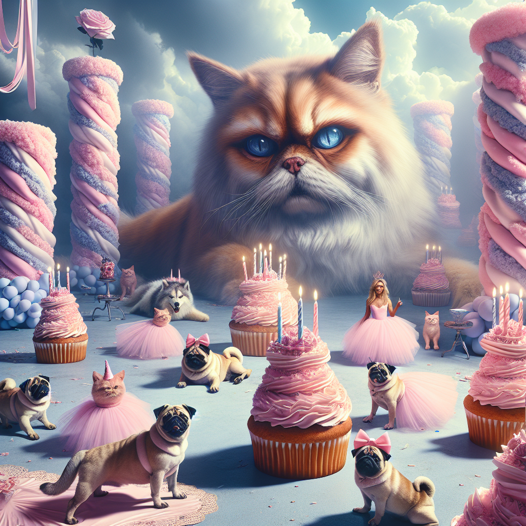 Kitty cats, Huskies, Cupcake, Candy floss, Pugs, Lilac, and Light pink Birthday Card
