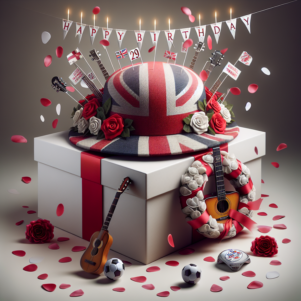 Picture a whimsical birthday scene featuring a large, exquisitely wrapped gift box, exhibiting the vibrant red and white hues of a popular English football team. Partially concealed behind this gift lies an iconic hat of a famous guitarist, adorned with festive birthday elements. Imagine confetti mirroring the shape of guitar picks, falling gently from above. Instead of a famous band's logo, envision a creatively designed birthday wreath encompassing roses, soccer balls, and miniature flags displaying the celebrant's age. 'Happy Birthday' is elegantly scripted at the top of the scene, its font reminiscing of a classic rock concert poster.
Generated with these themes: Nottingham Forest, and Guns n Roses.
Made with ❤️ by AI.