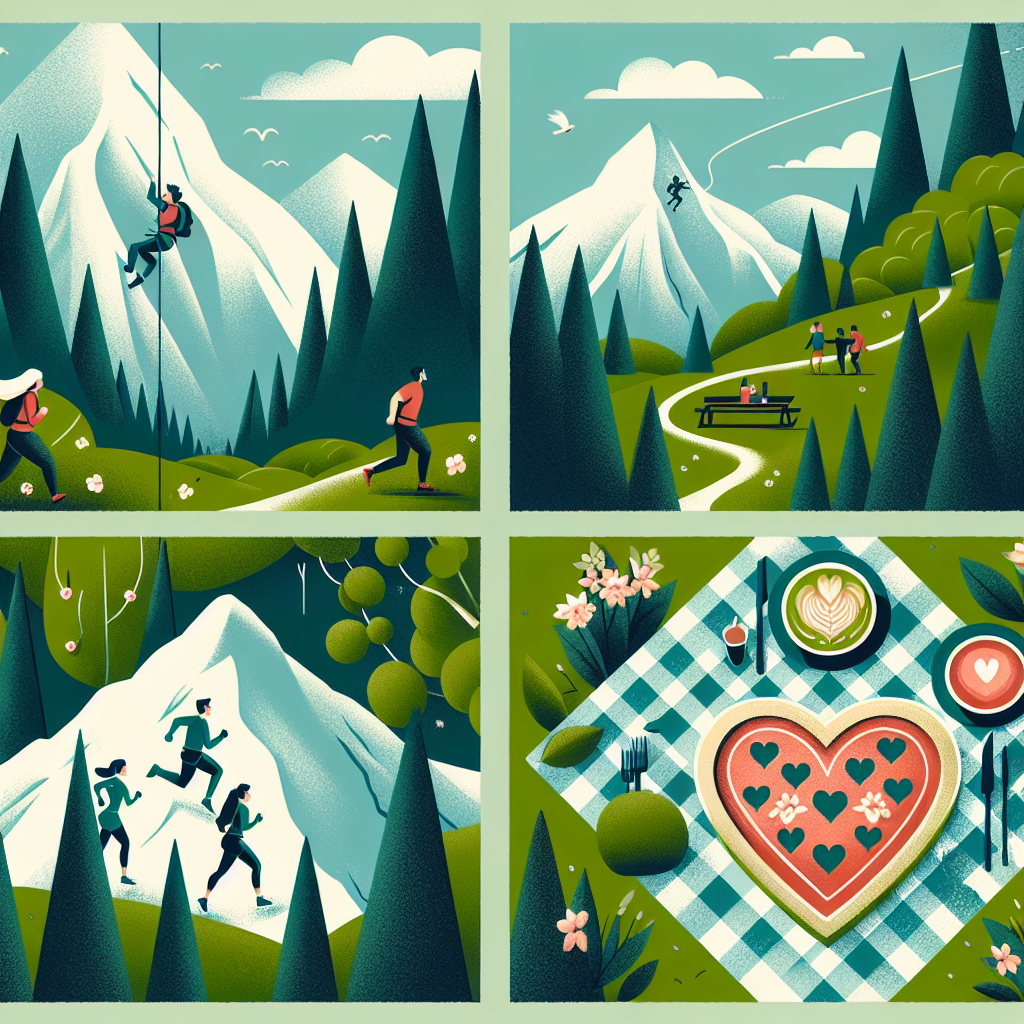 Mountains and forest, rock climbing, trail running, pizza heart Valentines-day Card
