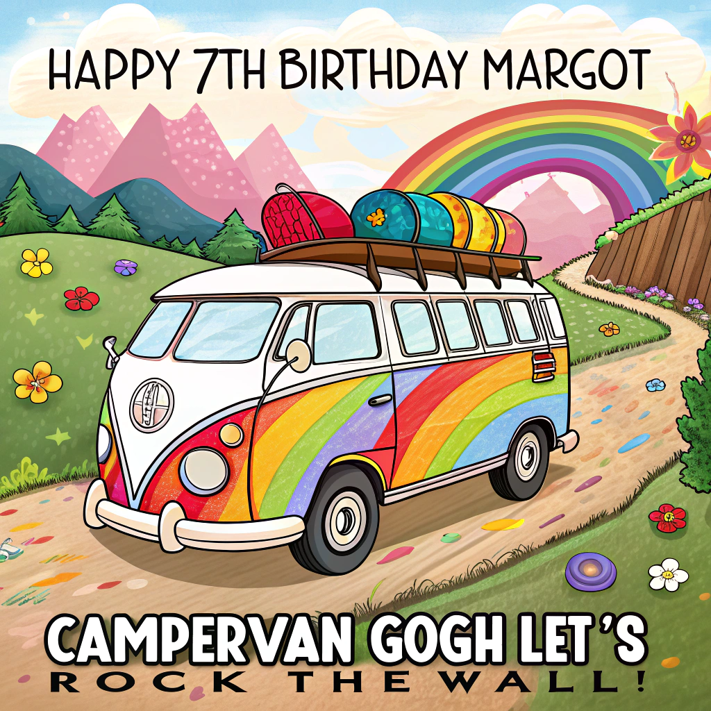 Campervan, art, climbing, and Birthday Card