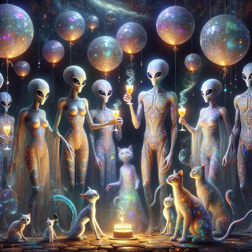 Boobs , Aliens, Cats, and Jewelley Birthday Card